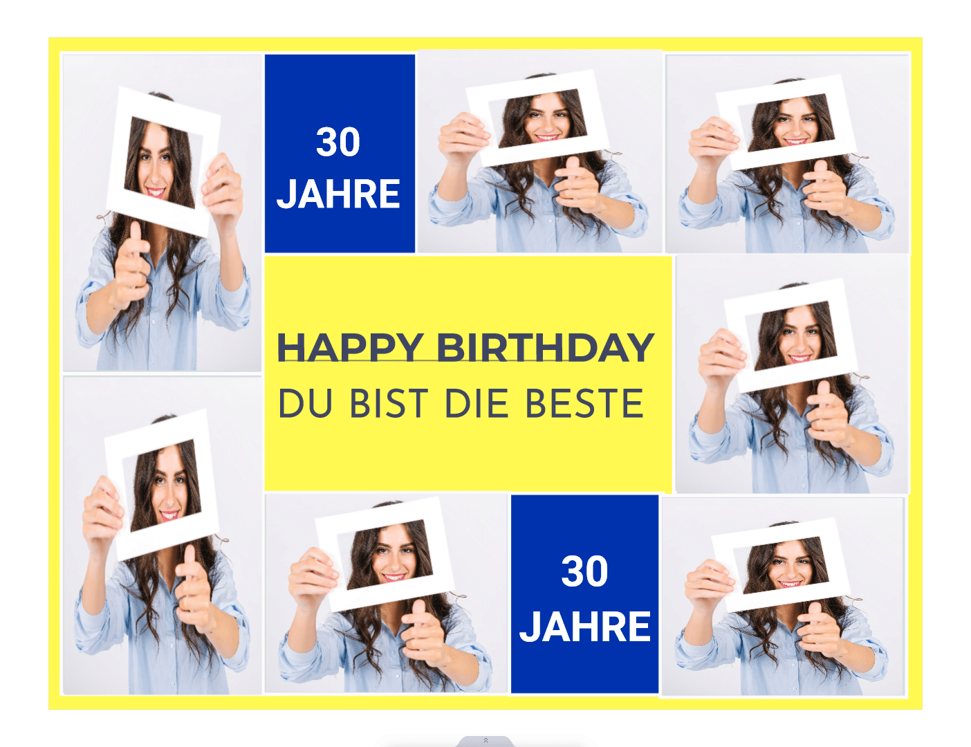 FolienArbeiter Geburtstag Banner, Fotocollage mit (7 Bilder), Happy Birthday Hintergrund Banner Geburtstagsfeier Dekorationen Banner Personalisierbar mit Fotos, Name, Alter und Wunschtext 130x100 cm