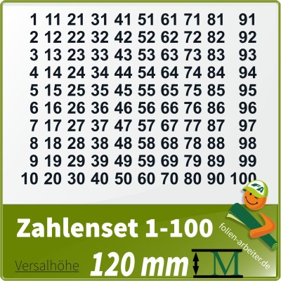 Klebezahlen-Set -1-100 - 120mm