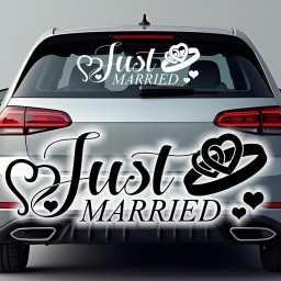 Just Married Heart Hochzeitsaufkleber