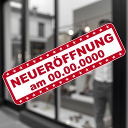 Schaufensterbeschriftung Neueröffnung am ... NeuDatum03