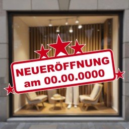 Schaufensterbeschriftung Neueröffnung am ... NeuDatum04